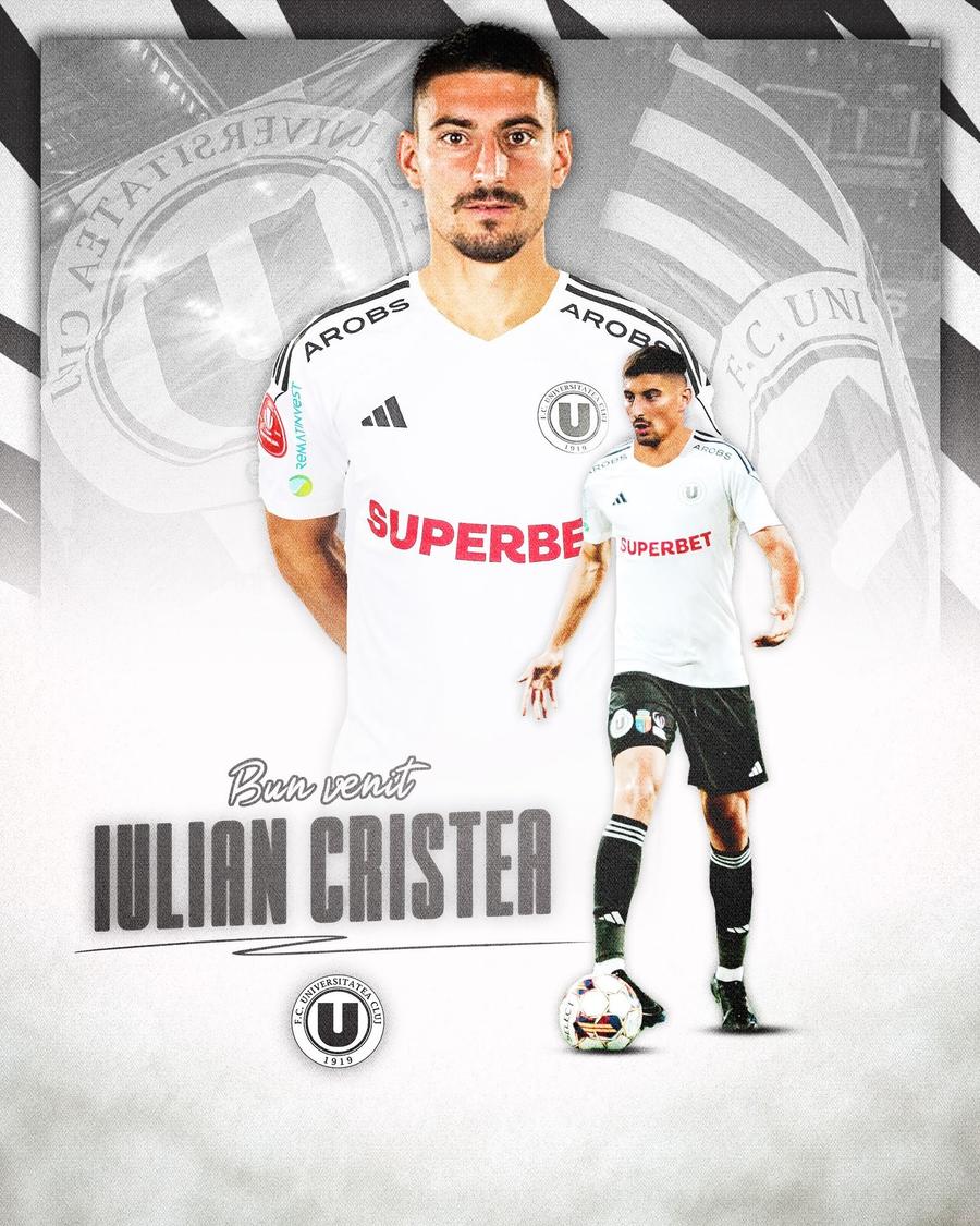 Iulian Cristea a semnat cu U Cluj, foto: Facebook FC Universitatea Cluj „Bun venit, Iulian Cristea!” » A fost dat afară de Rapid, iar astăzi a fost prezentat la noua echipă din Superliga