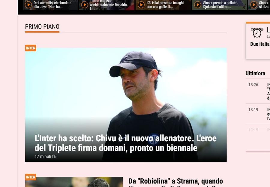 Ediția electronică a Gazzetta dello Sport deschide în această seară cu vestea că Inter l-a ales pe Chivu. Foto: captura gazzetta.it E gata! „Cristi Chivu e noul antrenor al lui Inter. Vineri semnează” » Gazzetta anunță că s-a făcut MUTAREA ANULUI