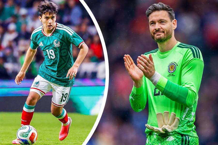 Portarul scoțian Craig Gordon este cu 25 de ani mai în vârstă decât mijlocașul mexican Gilberto Mora / Foto: montaj GettyImages Mondialul 2026, între recorduri și extreme » Un jucător vine din liga a cincea! + 6 selecționeri din aceeași țară