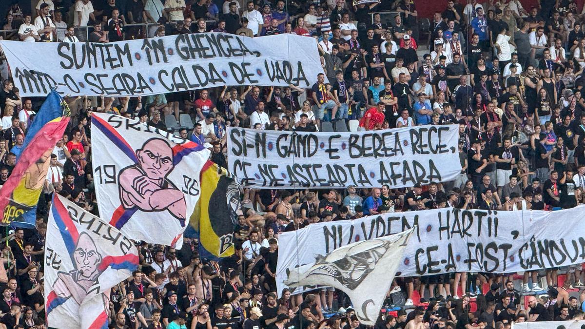 Mesajul apărut în peluza FCSB-ului la meciul cu CFR Cluj din Supercupa României