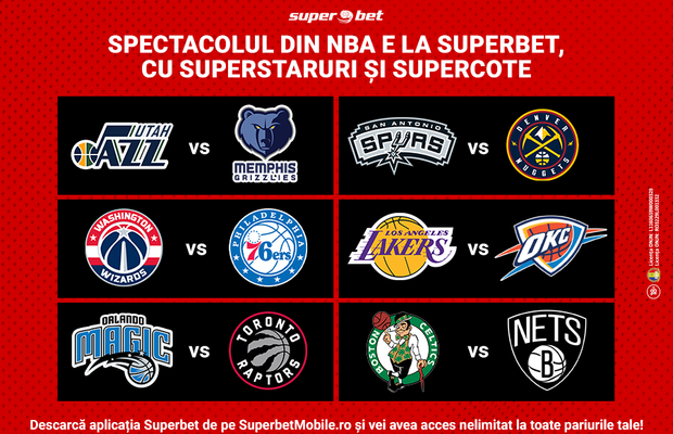 Spectacolul din NBA continuă, cu SuperStaruri și SuperCote. Cea mai bună ofertă pe baschetul american e la Superbet