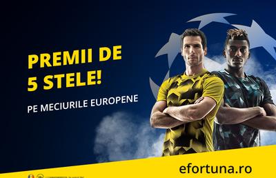 Pariuri fără risc și fără număr pe meciurile din UCL și UEL. Sute de lei, numai să-i vrei și să-i iei.