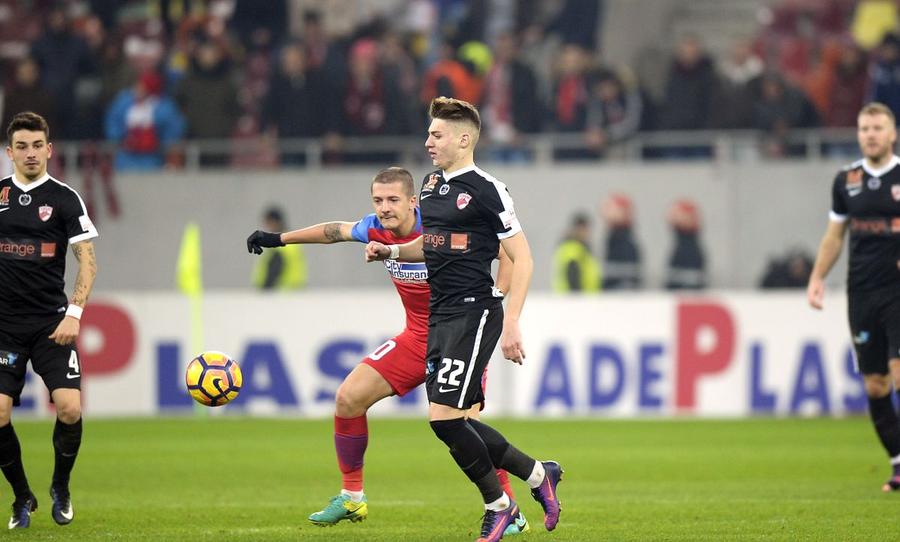 Alin Dudea, într-un derby cu FCSB din Cupa Ligii, câștigat de „câini” cu 4-1 / Sursă foto: Cristi Preda Noul căpitan al lui Dinamo, numit la cererea lui Burcă: „Mister a decis, nu pot decât să fiu mândru” + „Nu regret alegerile pe care le-am făcut”