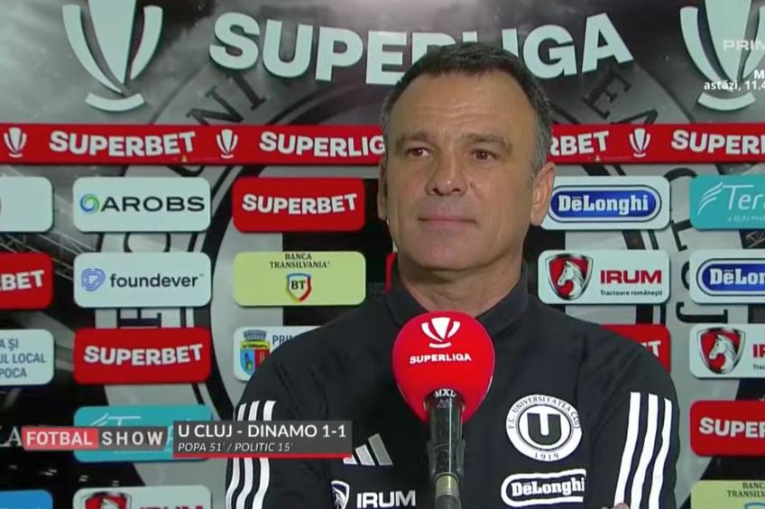Universitatea Cluj și Dinamo au remizat, scor 1-1, într-o partidă din runda cu numărul 4 din Superliga. Anton Petrea (48 de ani), tehnicianul ardelenilor, a făcut o radiografie a meciului de la Mediaș.