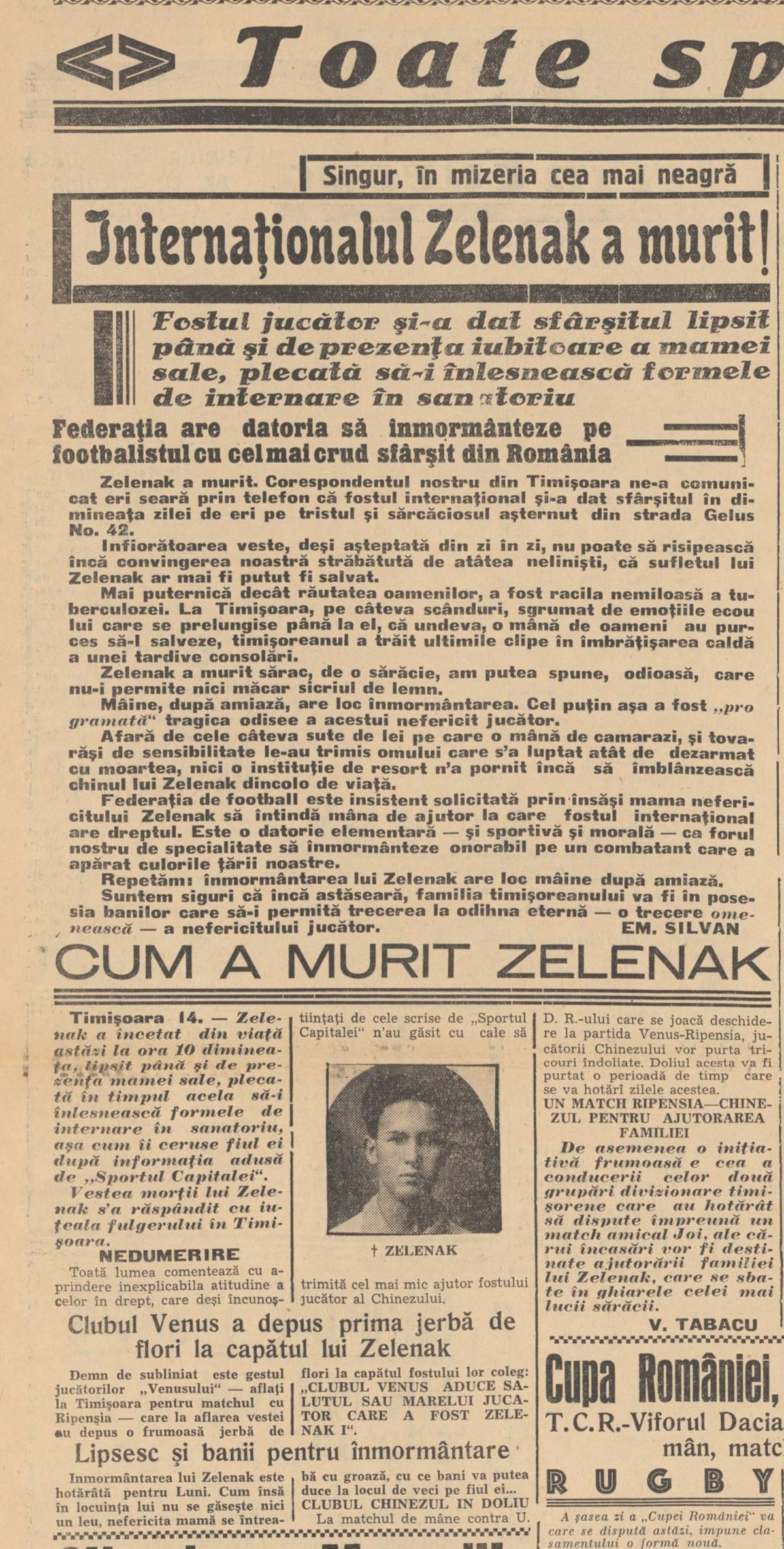 Ion Zelenak - fost internațional