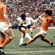 Gerd Müller, în timpul meciului cu Olanda (finala Campionatului Mondial din 1974)