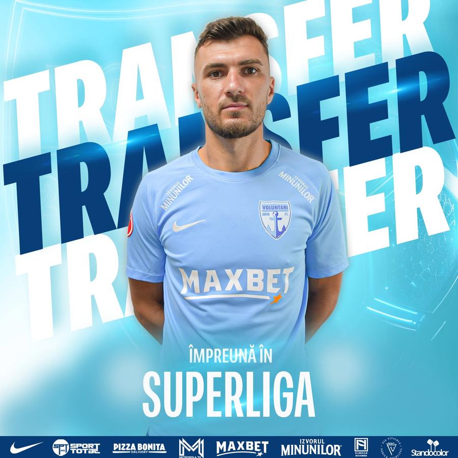 Adi Chică-Roșă, prezentat oficial la FC Voluntari // foto: facebook @FC Voluntari După despărțirea de fosta echipă, atacantul din Superliga a fost prezentat la o nou-promovată