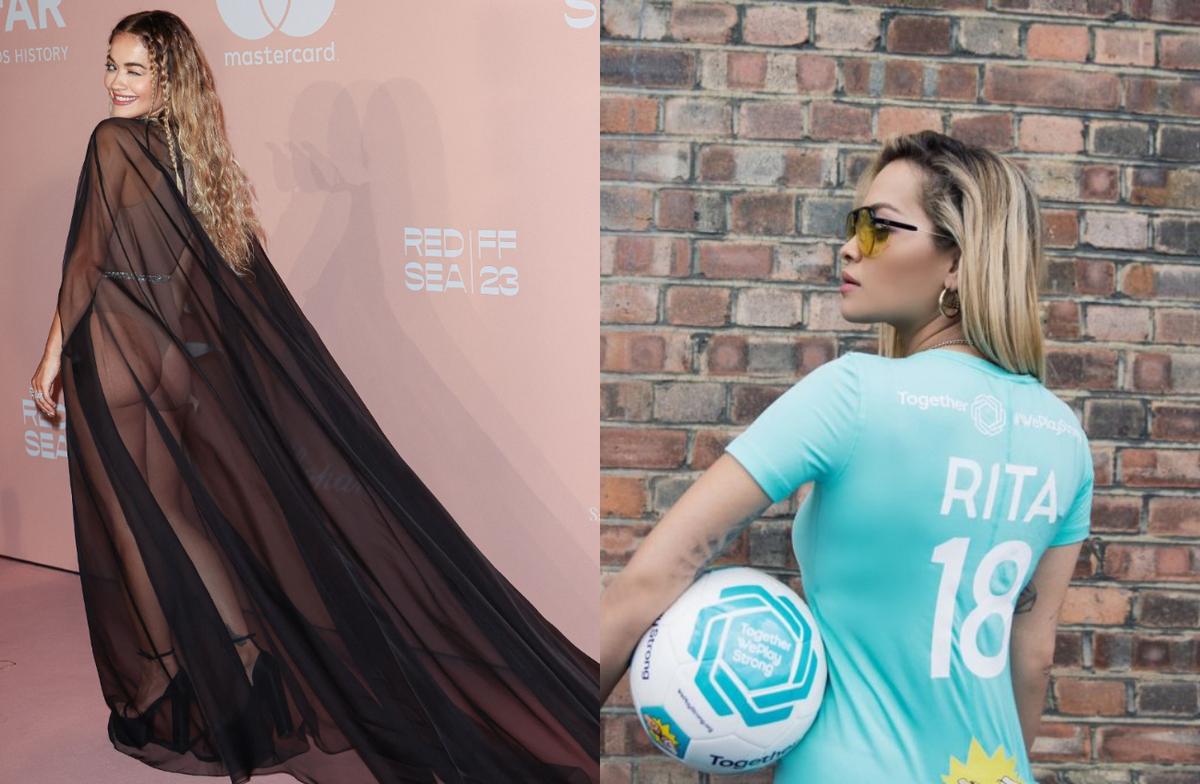 Rita Ora, cântăreața care promovează fotbalul în rândul femeilor, apariție îndrăzneață la Veneția