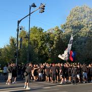 Ultrașii FCSB, în drum spre Arcul de Triumf, pentru meciul cu Dinamo/ foto: Ionuț Iordache (GSP)