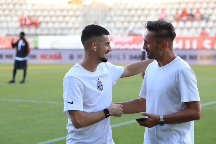 Meriton Korenica și Sebastian Colțescu, înainte de meciul cu Dinamo/ foto Ionuț Iordache (GSP)