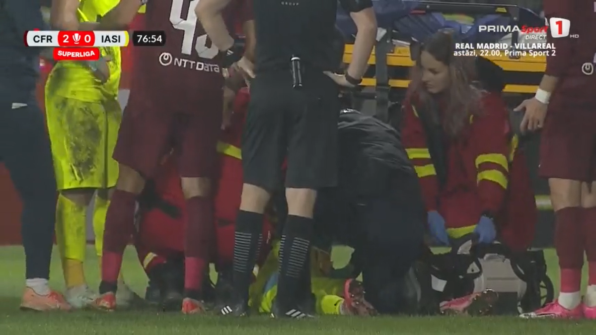 A intrat ambulanța pe teren la CFR Cluj - Poli Iași
