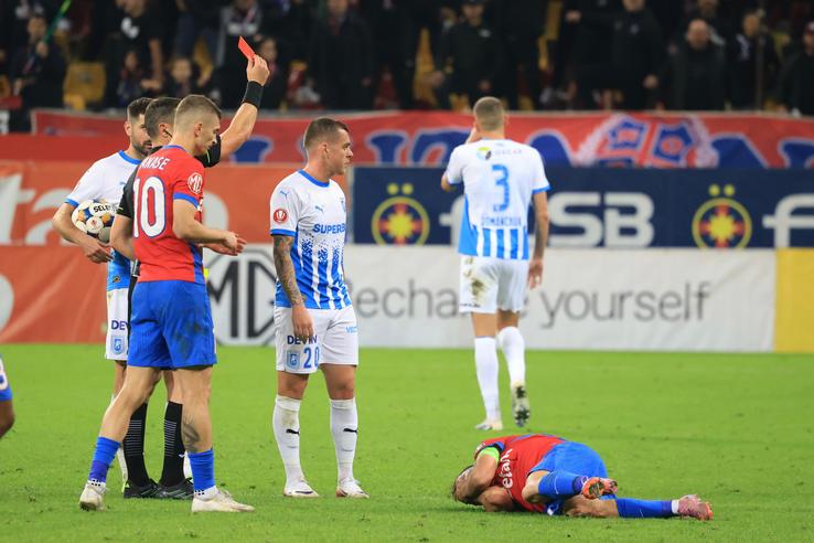 Alex Cicâldău a văzut cartonașul roșu în FCSB - Universitatea Craiova. FOTO: Ionuț Iordache (GSP.ro)