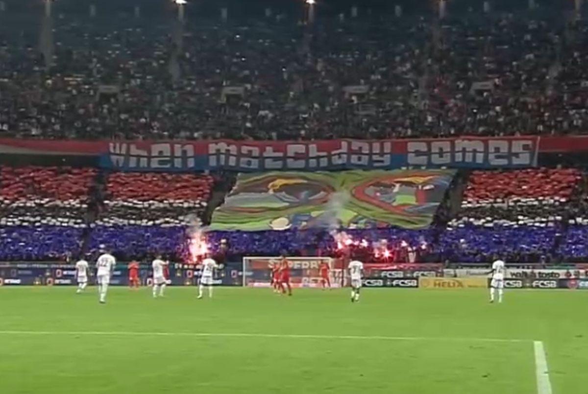 Scenografia ultrașilor FCSB la derby-ul cu Rapid: „When matchday comes”