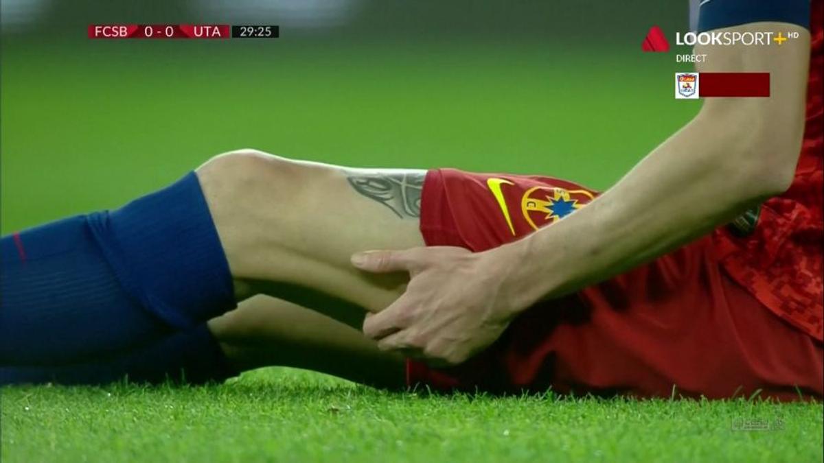 Florin Tănase, accidentare FCSB - UTA / FOTO: Captură @Look Sport+