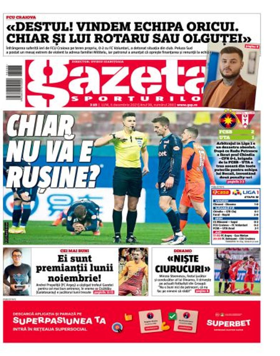 Ediția de astăzi a Gazetei Sporturilor „Tendențios! Ar putea fi greșeli vinovate!” » Dumitru Dragomir, fără menajamente despre ultimele erori ale arbitrilor