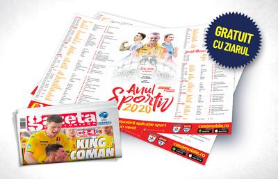 Vineri, 10 ianuarie Gazeta Sporturilor îți oferă gratuit Afișul " Anul Sportiv 2020"!