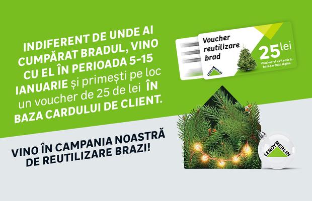 La Leroy Merlin aduci bradul uscat după sărbători și ești răsplătit pe loc cu un voucher de cumpărături