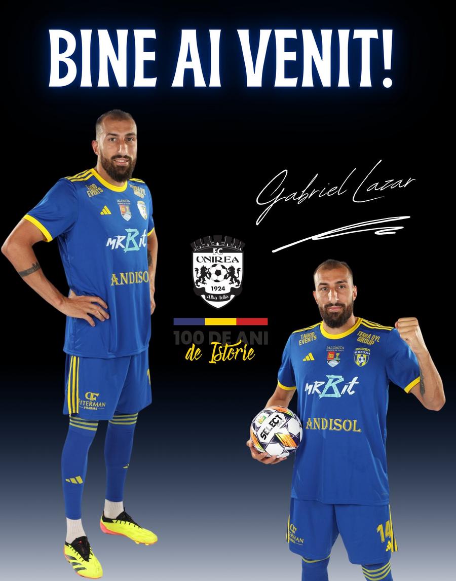 Gabriel Lazăr / foto: Facebook CSM Unirea Alba Iulia A evoluat ultima dată în Superliga împotriva lui Dinamo, iar acum a semnat cu noua echipă: „Primul transfer din 2025”