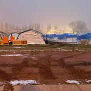 Stadionul „Dunărea” din Galați a fost transformat, temporar, într-o tabără mobilă de refugiați / Sursă foto: Facebook@ Nicolae Ciocan