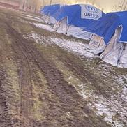 Stadionul „Dunărea” din Galați a fost transformat, temporar, într-o tabără mobilă de refugiați / Sursă foto: Facebook@ Nicolae Ciocan