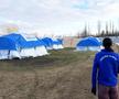 Stadionul „Dunărea” din Galați a fost transformat, temporar, într-o tabără mobilă de refugiați / Sursă foto: Facebook@ Nicolae Ciocan