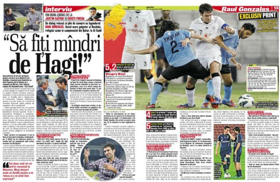 Interviul acordat de Raul pentru Gazetă în 2011, la Doha Ascultându-l pe Hagi