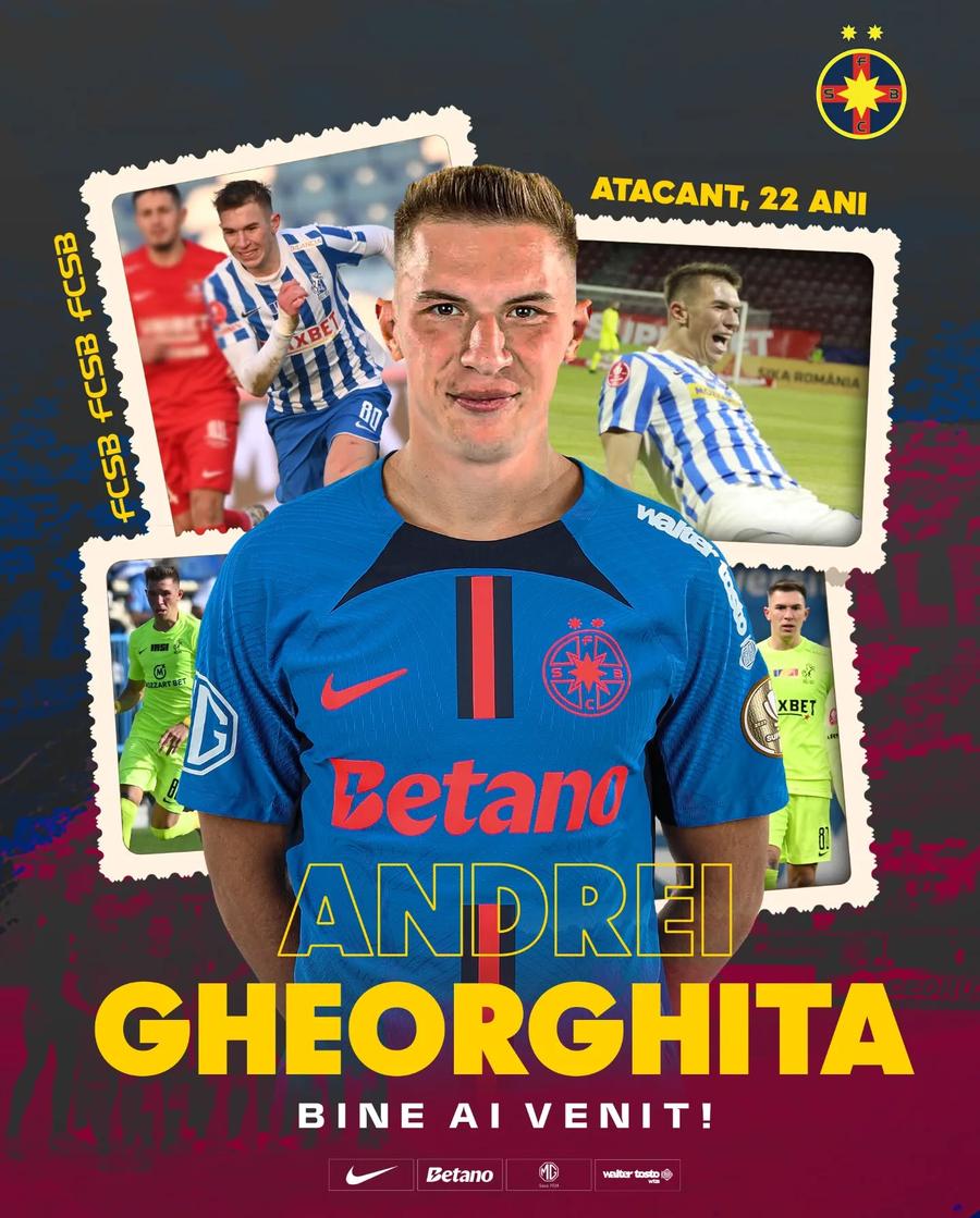 Andrei Gheorghiță, prezentat oficial la FCSB Mircea Lucescu l-a convins pe Gigi Becali să facă transferul în miez de noapte: „Băi, voiam să îl iau și la echipa națională!” » FCSB a plusat imediat cu 45.000 de euro