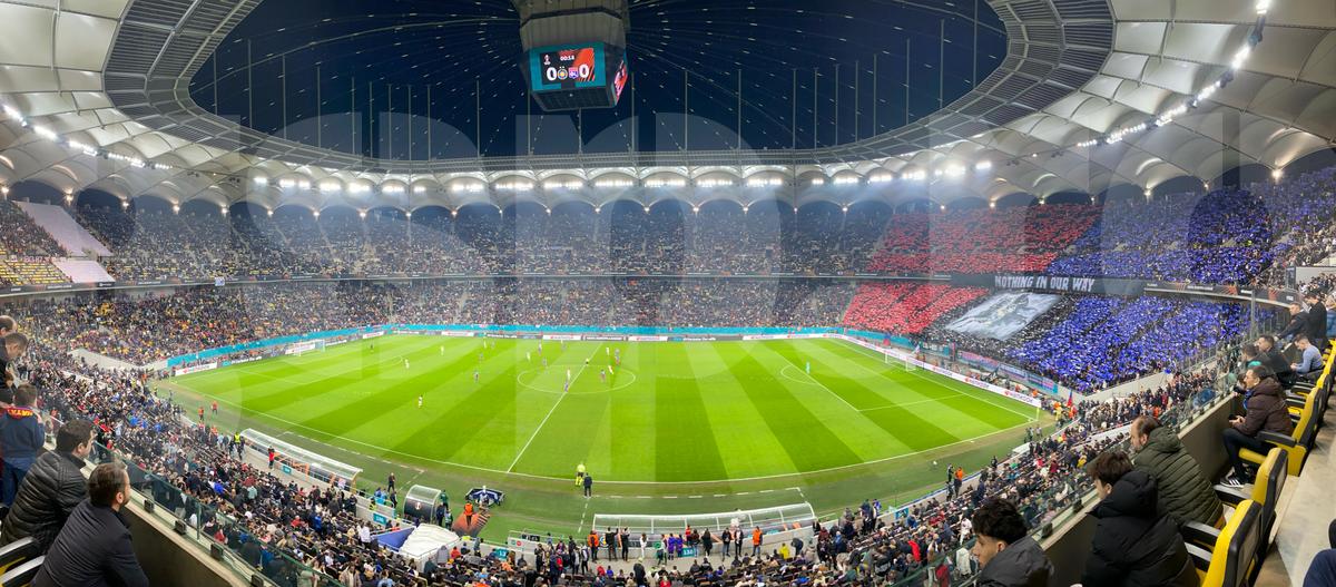 Din Stăpânul Inelelor, 300 sau Biblie? FCSB, scenografie înfricoșătoare la meciul cu Lyon: ce a apărut în Peluza Nord