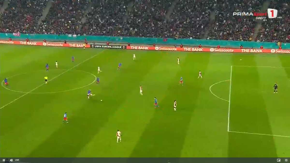 Golul lui Alexandru Băluță la meciul FCSB - Lyon