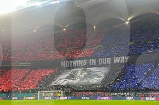Din Stăpânul Inelelor, 300 sau Biblie? FCSB, scenografie înfricoșătoare la meciul cu Lyon: ce a apărut în Peluza Nord