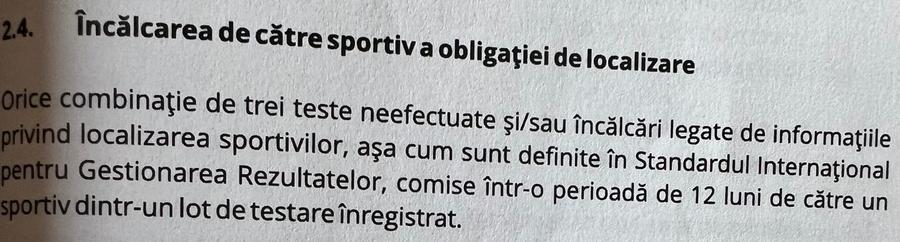 Acesta e paragraful din Codul Mondial Antidoping încălcat de Ana Bărbosu: trei episoade de localizare ratate în interval de 12 luni Onorariu amețitor pentru avocatul Anei Bărbosu în ancheta de doping! + Cine achită banii și ce șanse are gimnasta româncă să scape de dosar