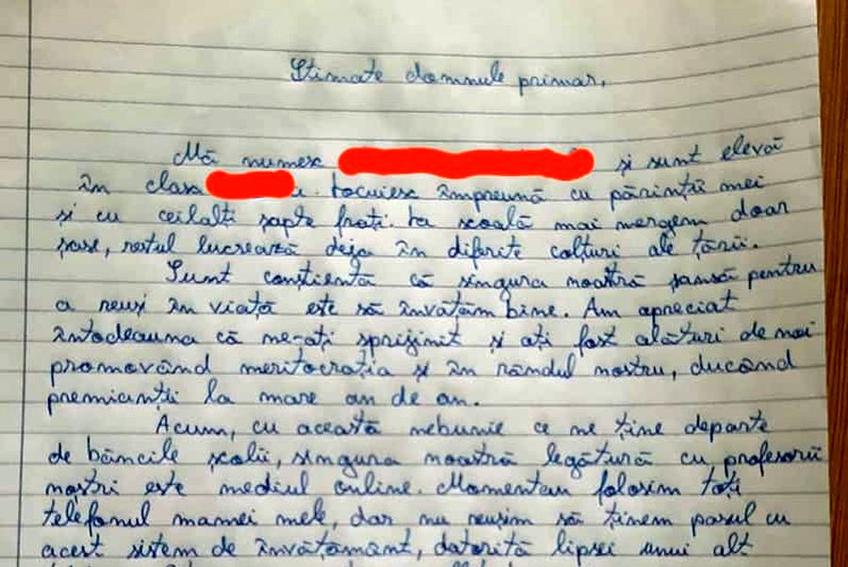 O elevă din județul Vaslui i-a cerut primarului un telefon pentru a putea participa la cursurile online