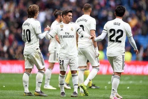 Brahim Diaz (centru) ar putea ajunge la Borussia Dortmund, fiind doar rezervă la Real Madrid // sursă foto: Guliver/gettyimages