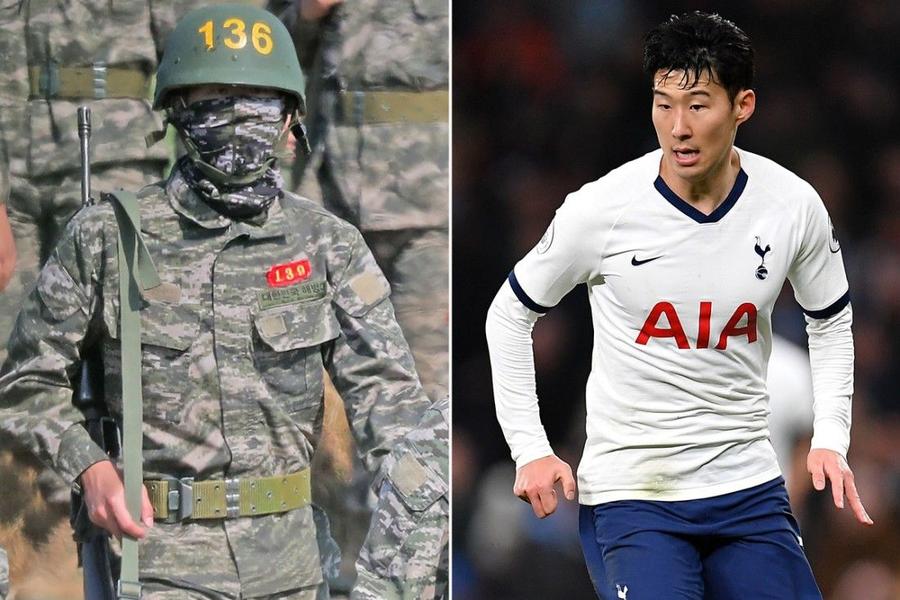 Heung-Min Son // sursă foto: Twitter @ DailyStar_Sport Viața în armată a lui Heung-Min Son, soldatul cu numărul 136 » Vedeta lui Mourinho, în uniformă de camuflaj și cu pușca în spate