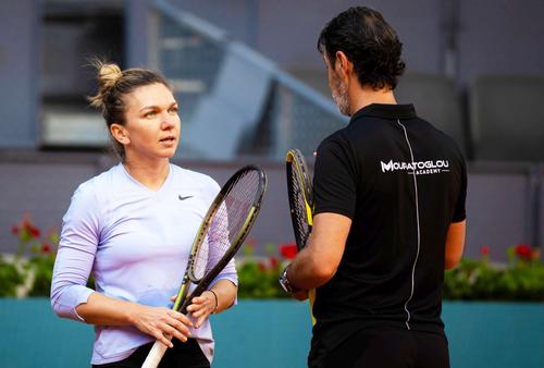 Simona Halep și Patrick Mouratoglou la un antrenament de la Madrid, foto: GSP