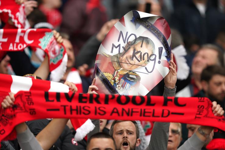Fanii lui Liverpool, protest împotriva Regelui Charles/ foto: Imago Images