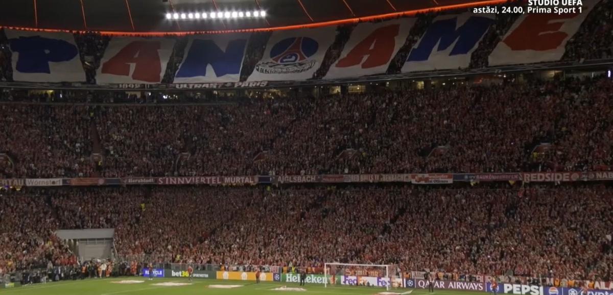 Scenografia lui Bayern la meciul cu PSG din semifinalele Ligii Campionilor