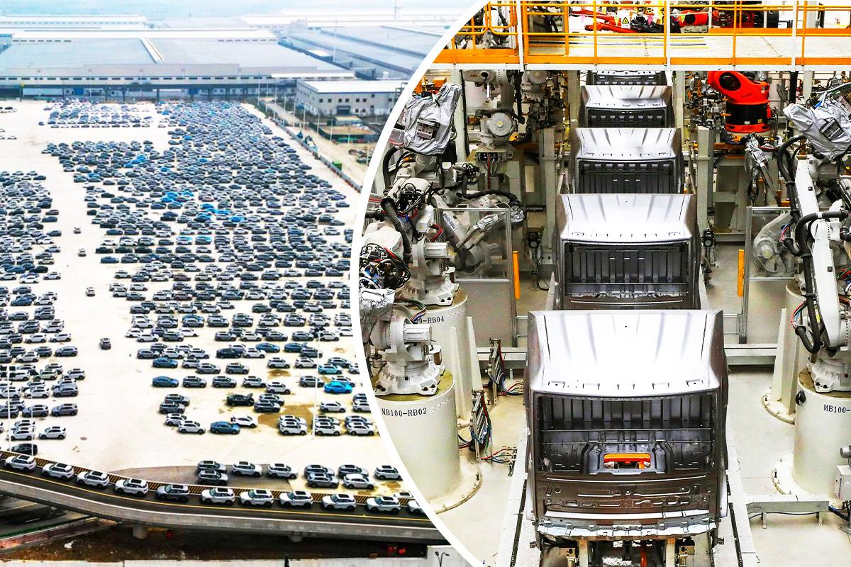 Se ridică mega-fabrica misterioasă a Chinei! O fortăreață mai mare decât orașul San Francisco: 1 milion de mașini, un stadion și un coșmar pentru Tesla