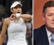 Emma Răducanu, stânga, și Piers Morgan, dreapta