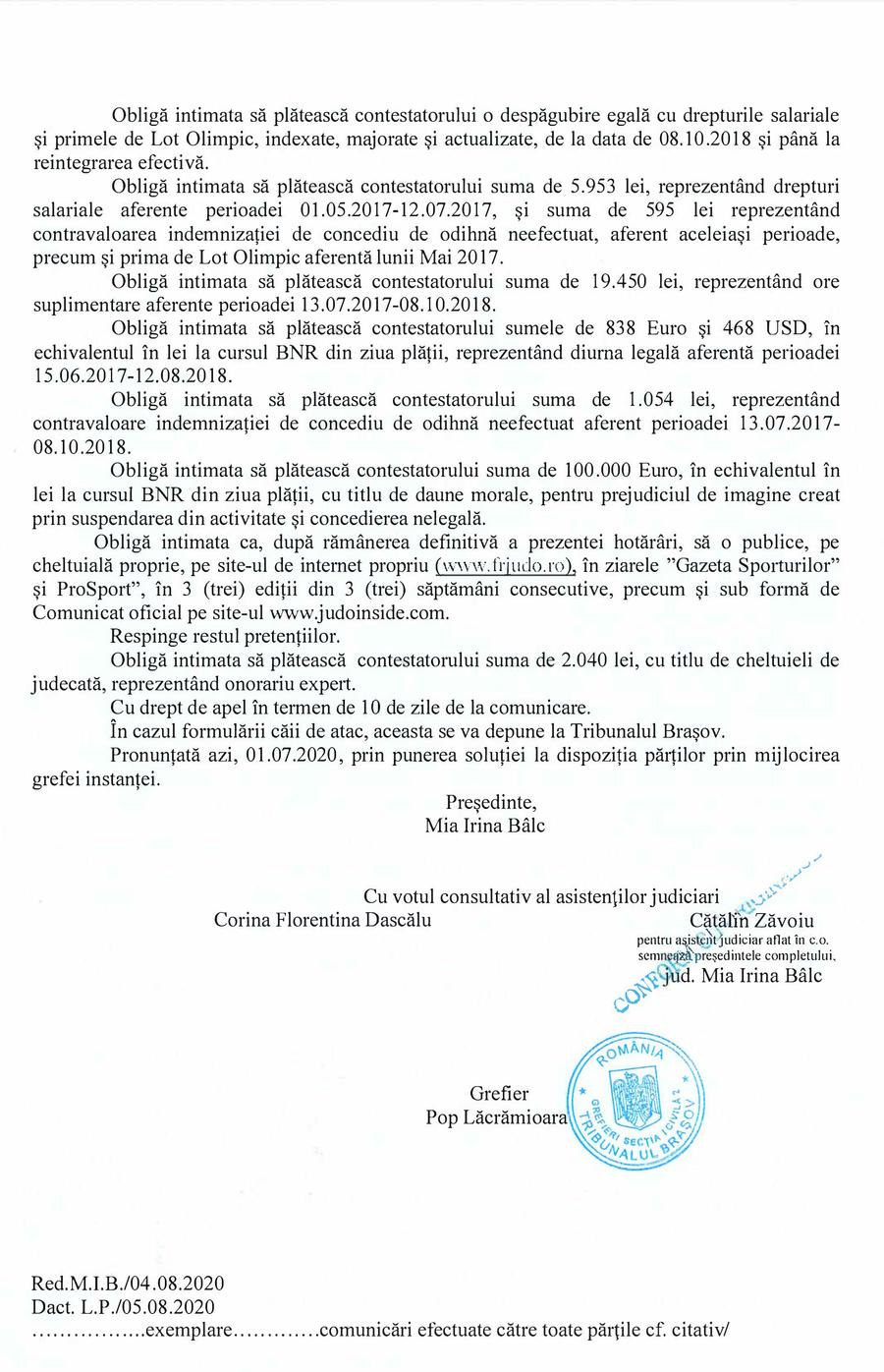 Federația Română de Judo a pierdut procesul cu antrenorul Adrian Croitoru