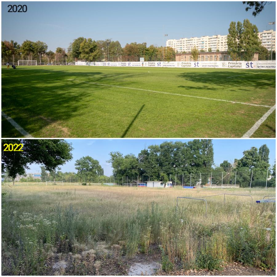 Gazonul natural a fost însămânțat de echipe specializate. Acum, iarba naturală de gazon a dispărut, în loc au apărut doar buruienile Baza sportivă inaugurată în 2020 de Firea a ajuns un DEZASTRU! Imagini deplorabile din Sectorul 3