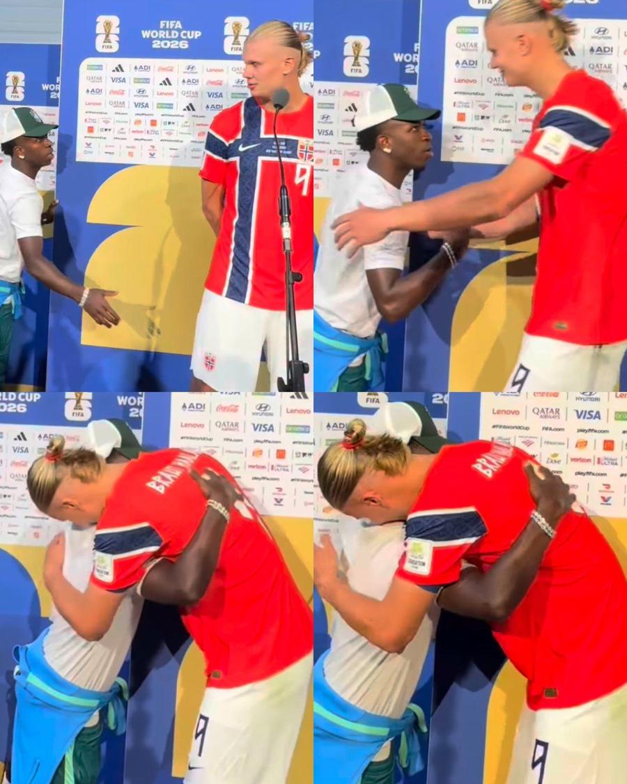 Vinicius Junior l-a felicitat pe Erling Haaland în timpul interviului Vinicius a întrerupt interviul lui Haaland » Imagine memorabilă, după eliminarea Braziliei