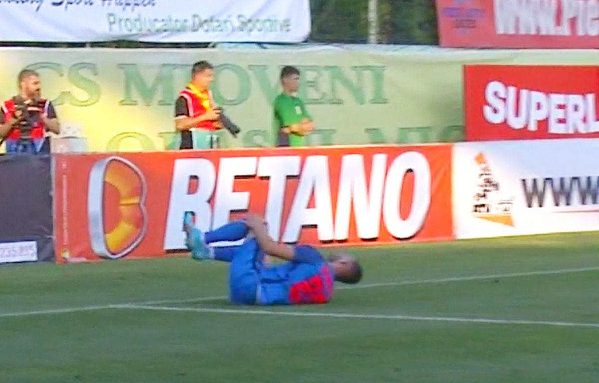 Ovidiu Popescu, accidentare în CS Mioveni - FCSB / FOTO: Capturi @Orange Sport