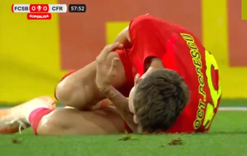 Octavian Popescu (20 de ani) a fost protagonistul unor exagerări jenante în timpul derby-ului FCSB - CFR Cluj.