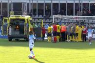 Scene tulburătoare în KuPS - Craiova: urcat în ambulanță după ce i s-a făcut rău pe teren