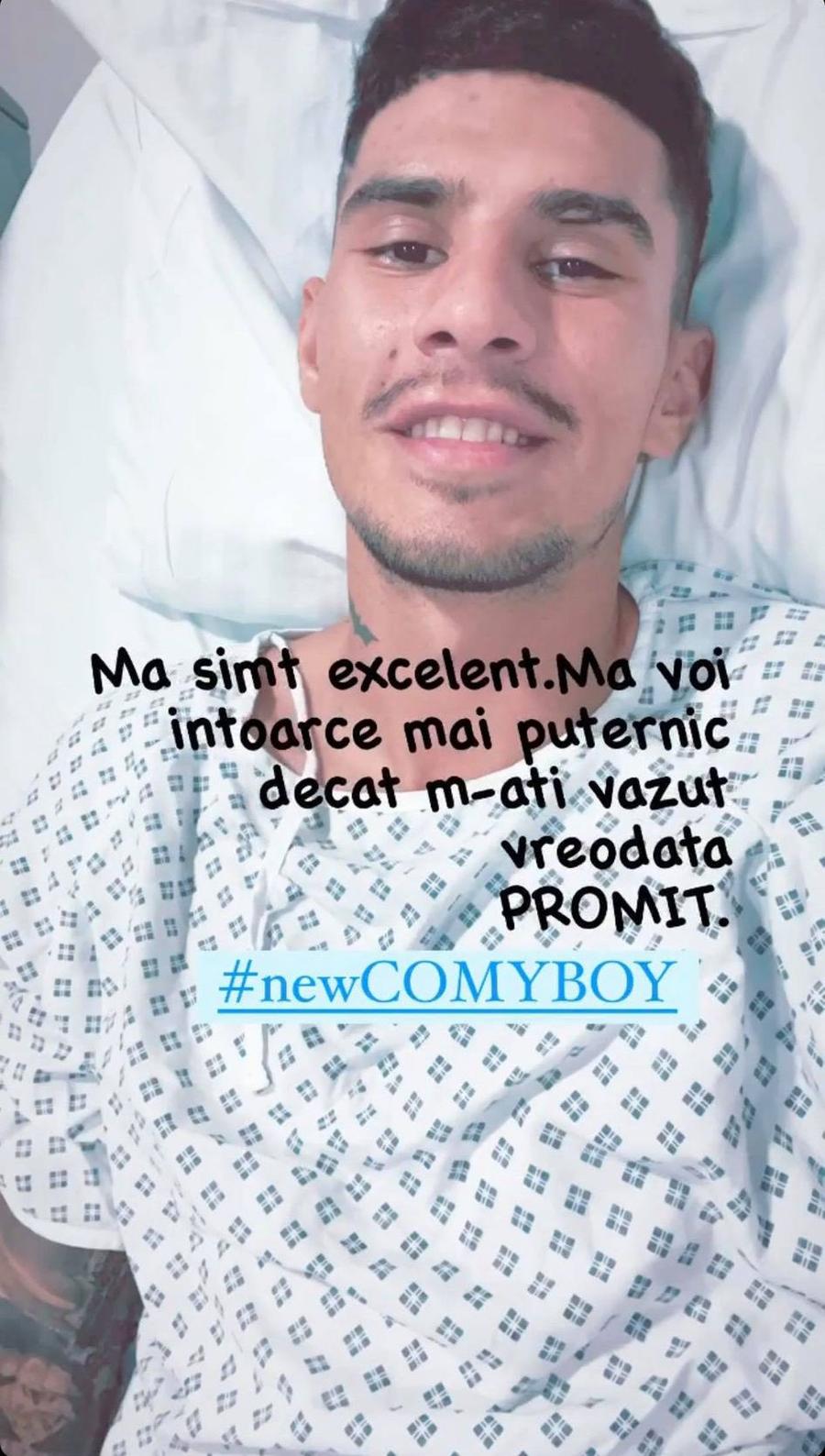 Florinel Coman, imagine din spital! Mesajul vedetei de la FCSB pentru fani