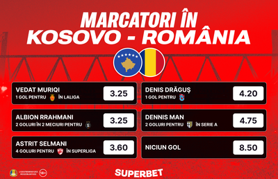 Rrahmani, favorit să înscrie în Kosovo – România! Cum arată cotele pentru jucătorii României