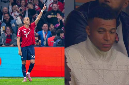 Reacţia lui Kylian Mbappe la golul marcat de Ethan. Foto: Imago