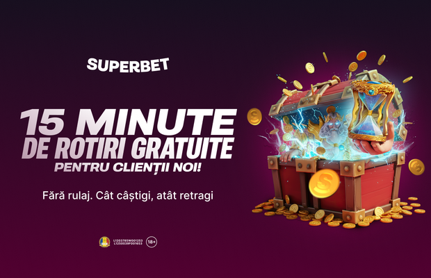 15 minute de Rotiri Gratuite pentru clienții noi? Ofertă exclusivă la Superbet
