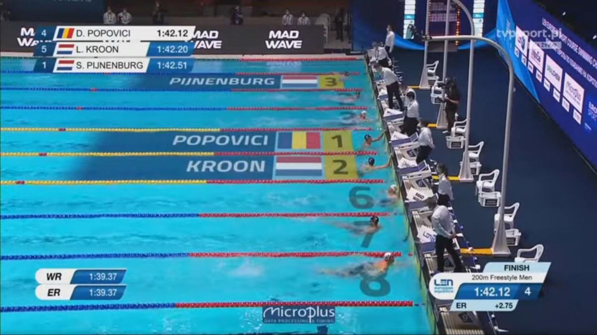 FOTO David Popovici, aur la Europene, 200m liber